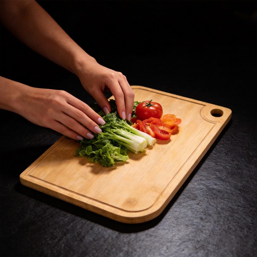 Modern Bamboo Cutting Board With Doublesided Design For Home Cooking Preparation