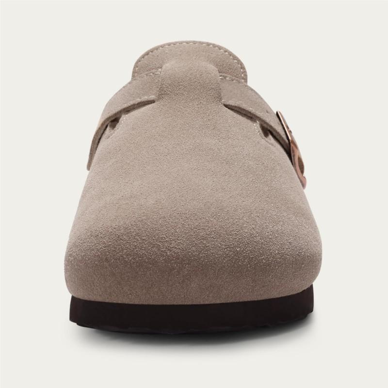 Fashion Smile Winter Casual Muiltjes Voor Dames en Heren Nieuwe Klompen Pantoffels Met Verstelbare Gesp Koeiensuède Kurk Binnenzool Knusse Damessandalen