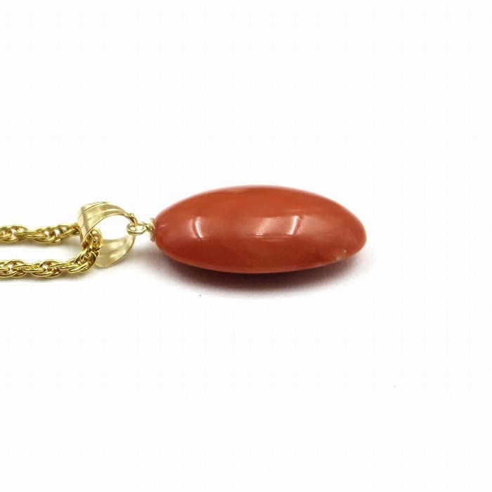 Peach coral oval pendant with 18K gold hardware gift wrapping and gift tag Includes a 45cm plated chain be changed to an 18K gold chain Undyed coral
