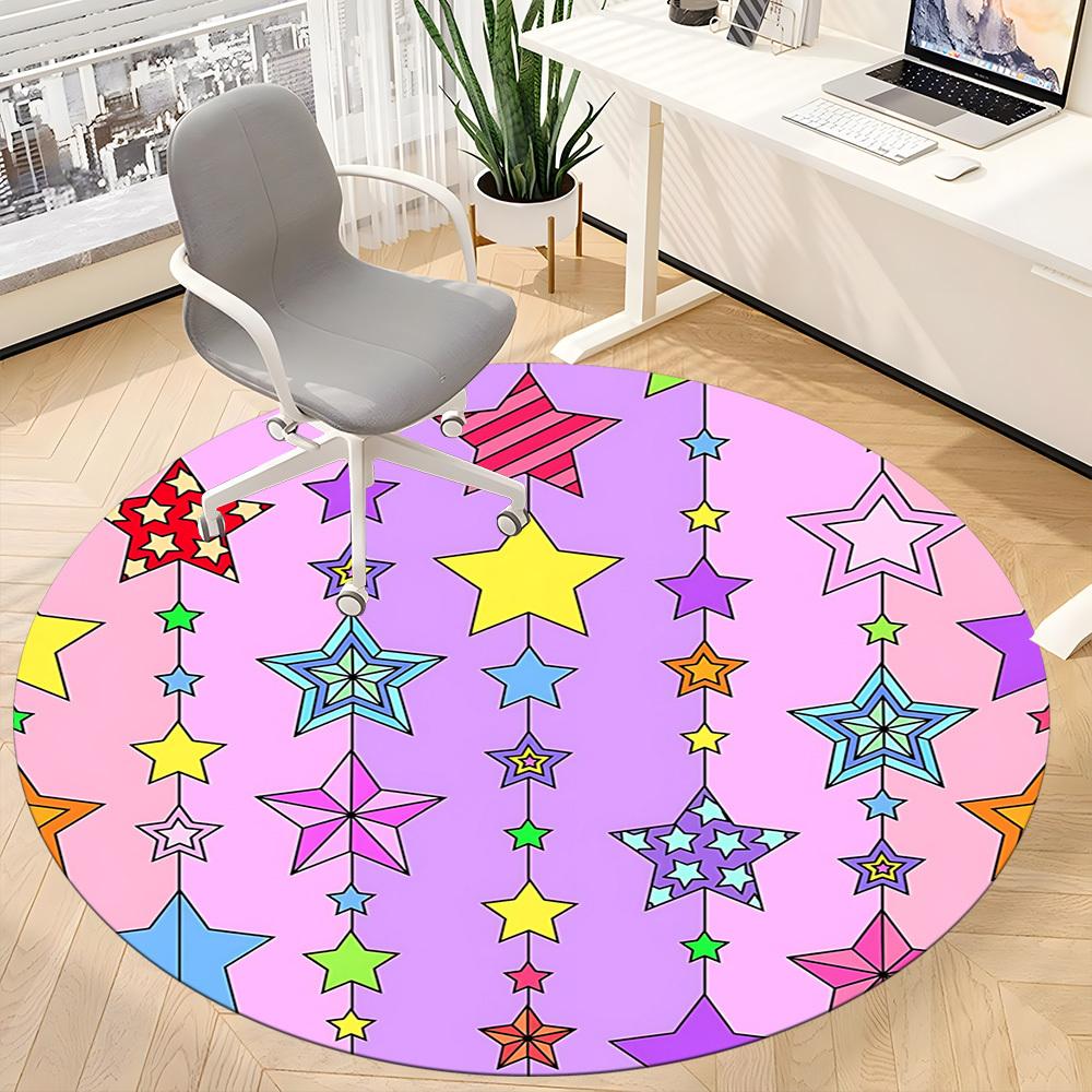 1pc Star PatternChair Carpet for Office, Indoor Non-Slip Washable Polyester Fiber Carpet, Mat For Office, Machine Washable