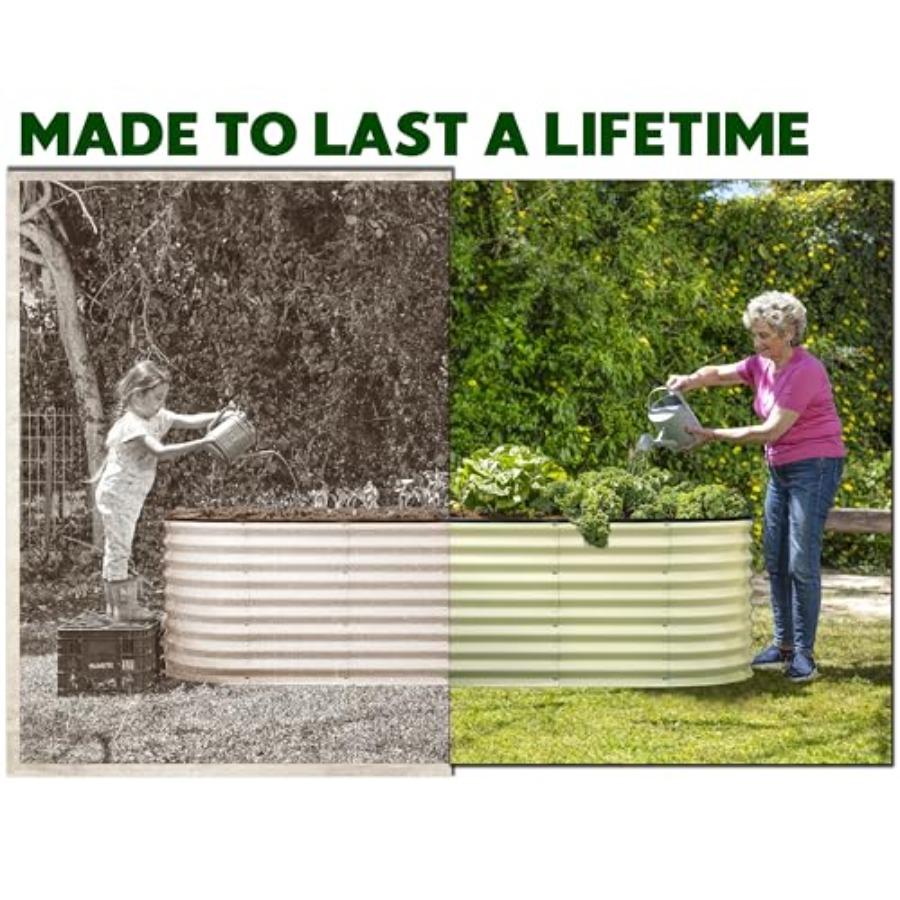Galvanized Raised Garden Beds Outdoor 6×2×2 Ft Planter for Gardening Vegetables Flowers Large Metal Garden Box White Patented T