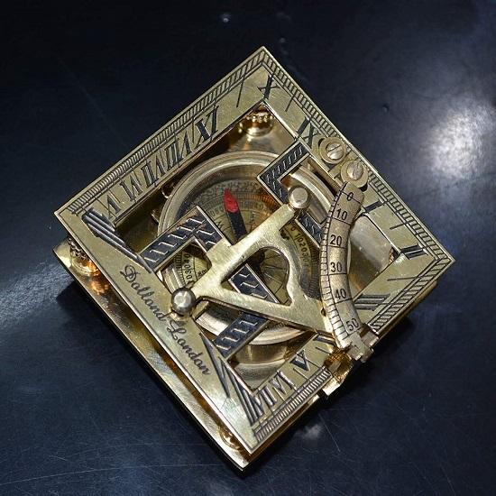 Brass Sundial Compass, Steampunk Shiny Brass Sundial Compass, Watch
