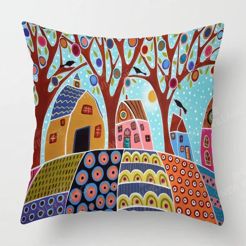 Home Living Room Decoration Cushion Covers Vintage Oil Painting Style Throw Pillow Cover45*45 Pillowcase 40x40cm 50x50 45x45