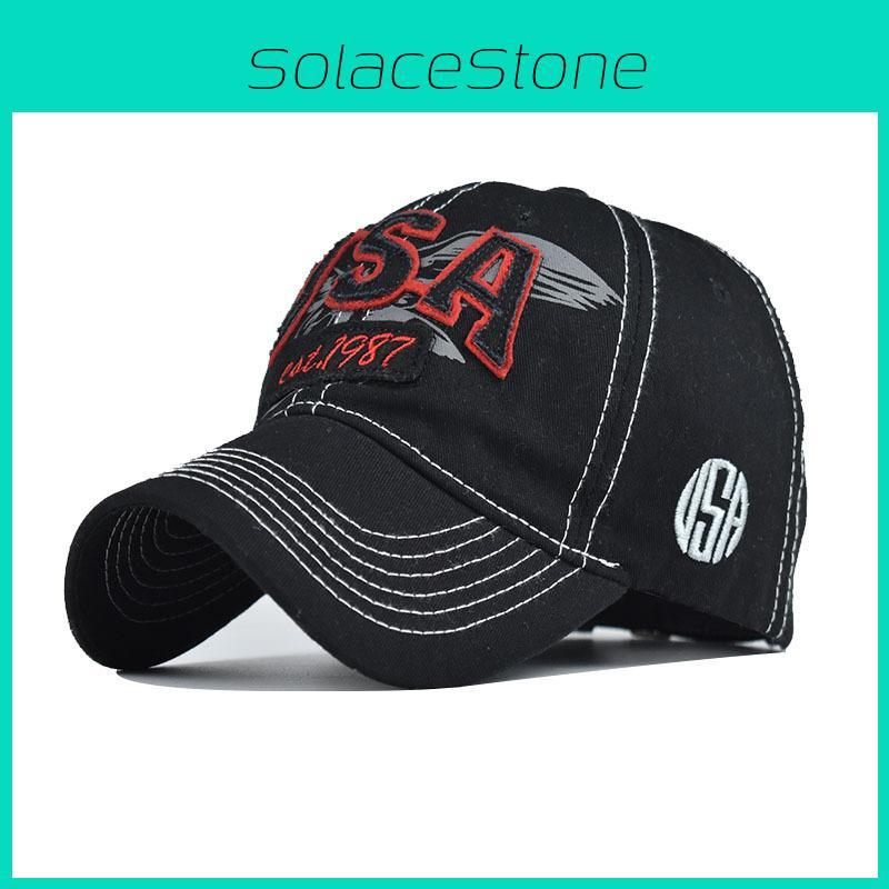 Usa Classic Cotton Baseball Cap With Adjustable Strap And Embroidered Letter Pattern For Men Women