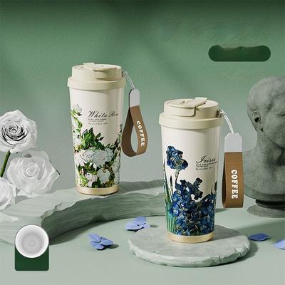 Ny kaffetermosmugg med hög utseendenivå Keramiskt sugrör Dubbel drickmugg Daglig Campus Följande Kaffekopp