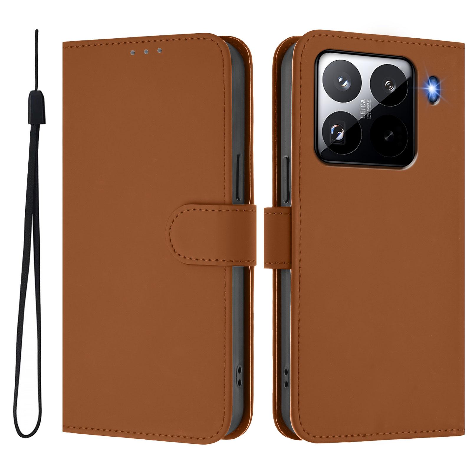 

Для Xiaomi 15 Pro Чохол Однотонний Гаманець Шкіряний Чохол для Телефону з Ремінцем Brown