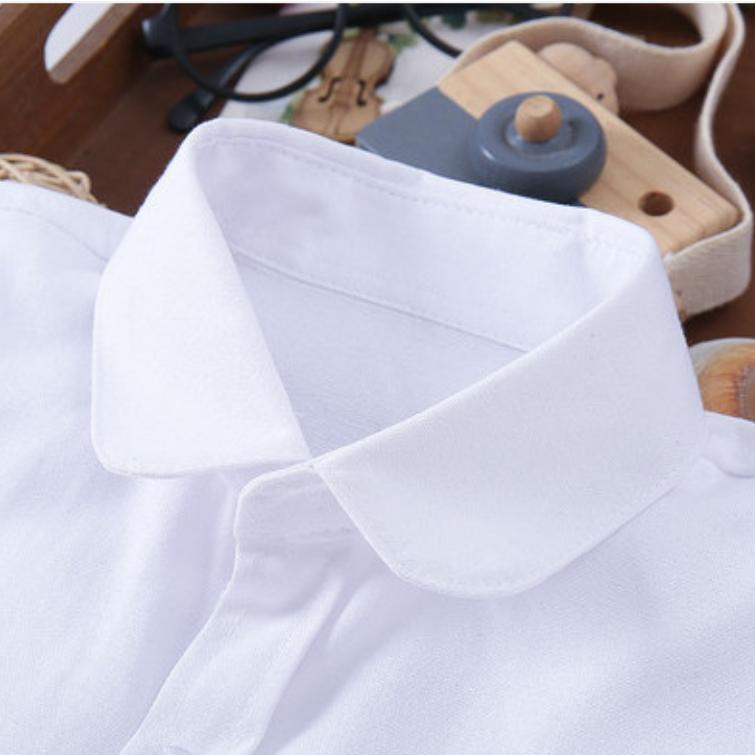 Cute Girls Bow Knot White Shirt Children's JK White Shirt Performance Clothes Middle Children's White Shirt Spring Autumn Short Sleeve Shirt