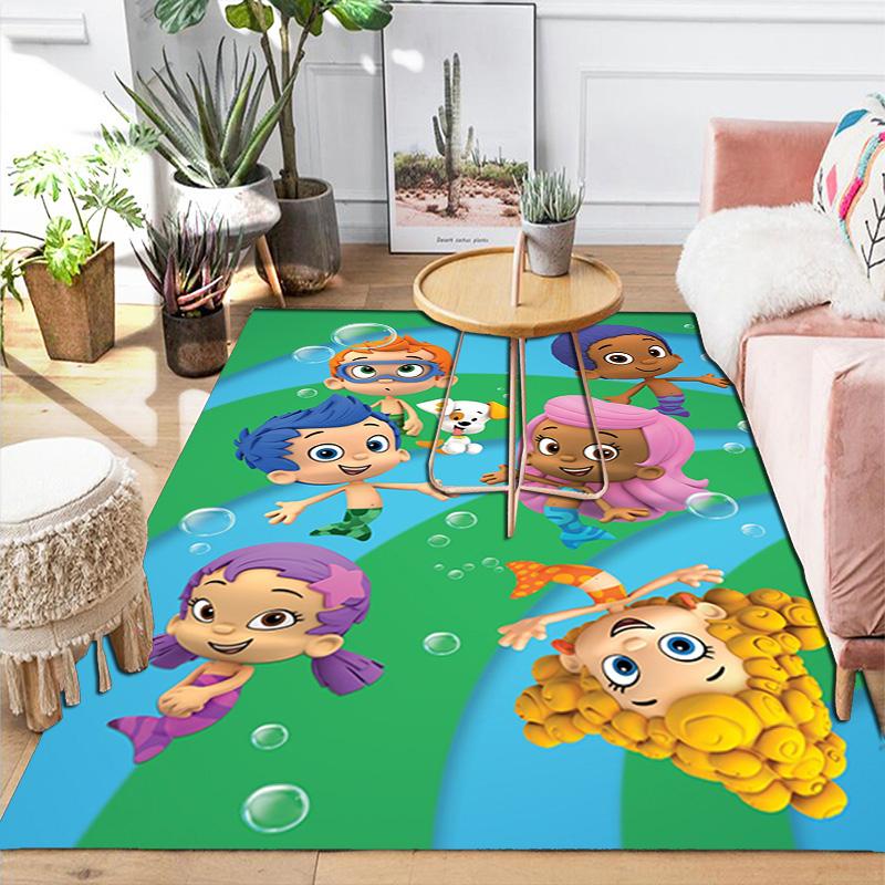 Bubble Guppies Inspired Design Rug Floor Mat for Living Room or Bedroom Soft and Comfortable Carpet a Gift for Birthday and Holiday.
