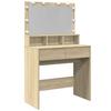 Makeup Table with LED Lighting Sonoma Oak Finish 80 x 41 x 134.5 cm