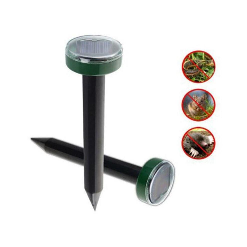 (Round, 2PCS) Mole Rat Repellent Outdoor Solar Ultrasonic Vibration Repeller Spike Pest Deterrent For Lawn Garden Courtyard Farm
