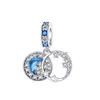 Copper Metal Blue Series Moon Plane Space Series Glass Bead Components Clip Charm Bead Component Compatible With Authentic Original Bracelet High