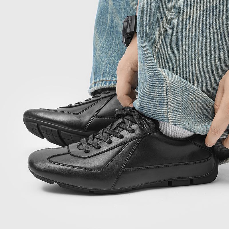 Fashion 2025 New Office Men Shoes Italian Flats Luxury Brand Casual Shoes All-match Men's Lace Up Sneakers Leather Outdoor Walking Shoes