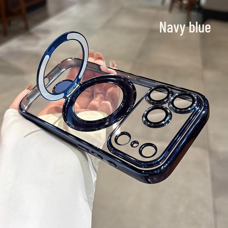 Magnetic Ring Stand for iPhone 17/16 Pro Max Electroplated Soft Case