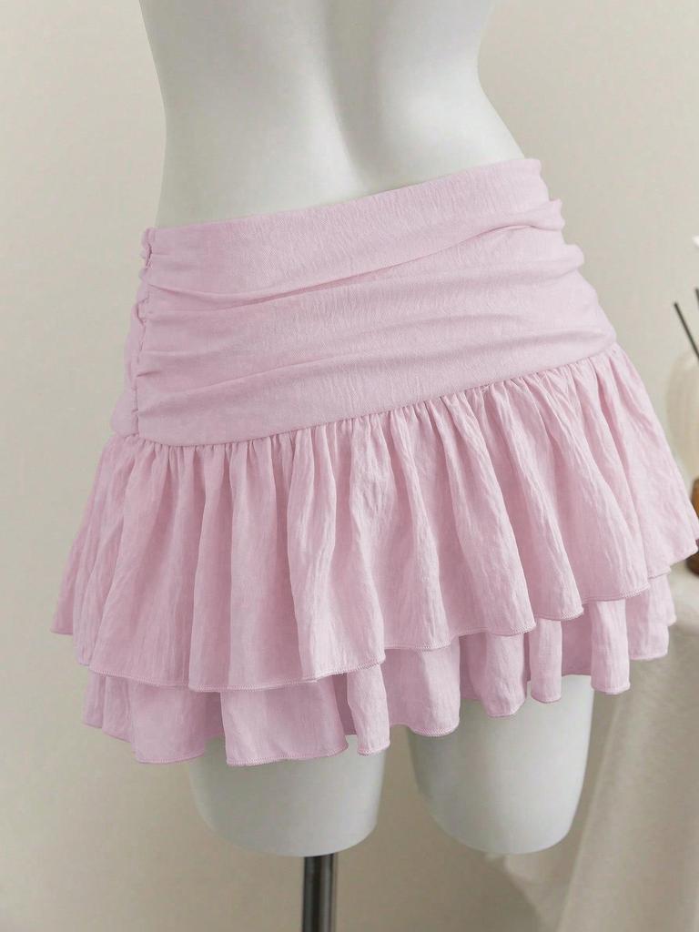 New Sexy High-Waisted Irregular Layered Ruffle Mini Skirt