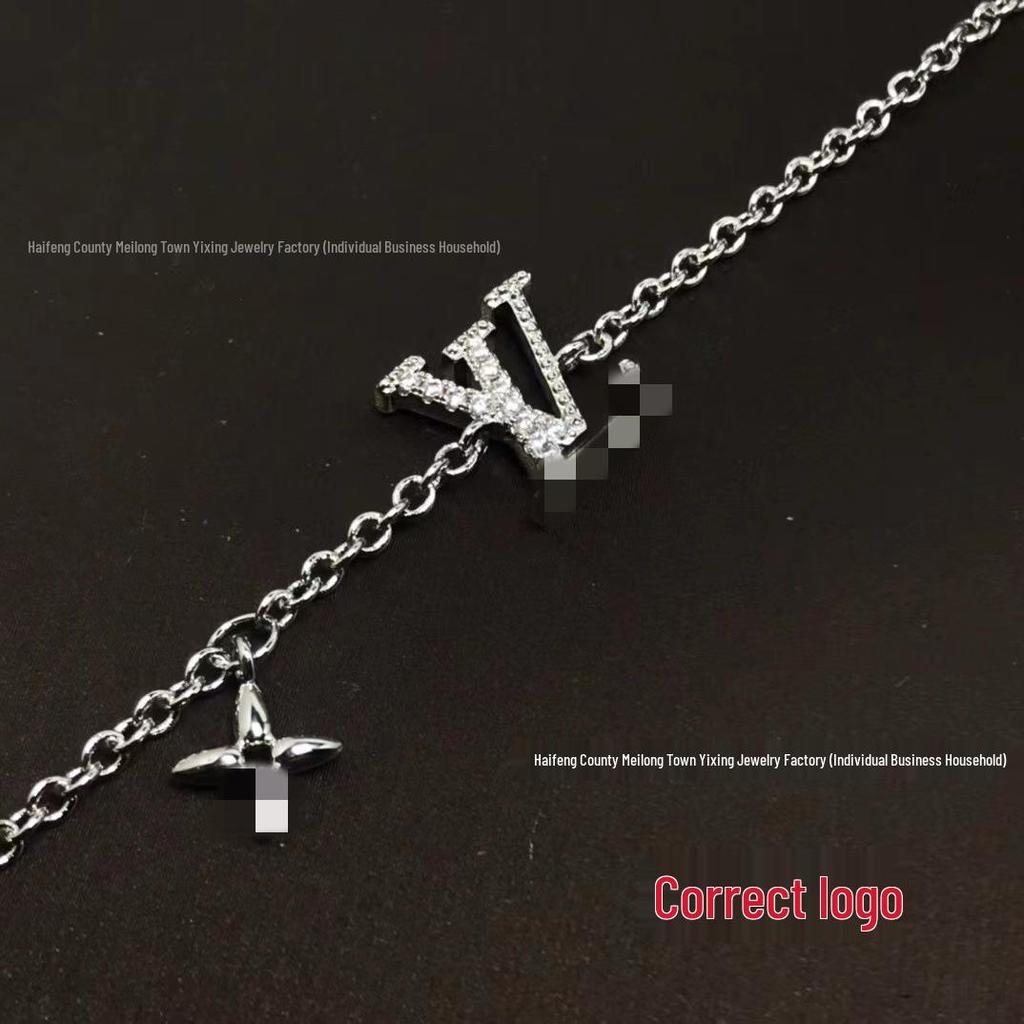 Brățară de lux LV L cu un singur rând de diamante V: Elegant, La modă, Înfrumusețat cu strasuri, Perfect pentru a face cadou.