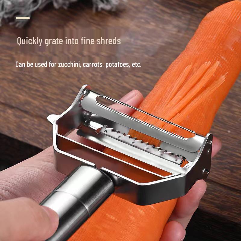 Stainless Steel Double-Headed Julienne & Melon Peeler with Smiley Face Design