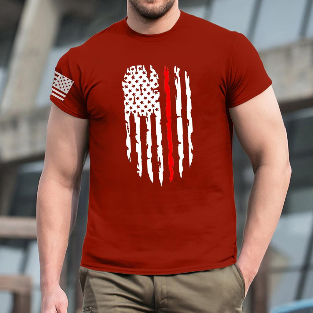 Oblíbené letní pánské tričko s kulatým výstřihem a krátkým rukávem s potiskem