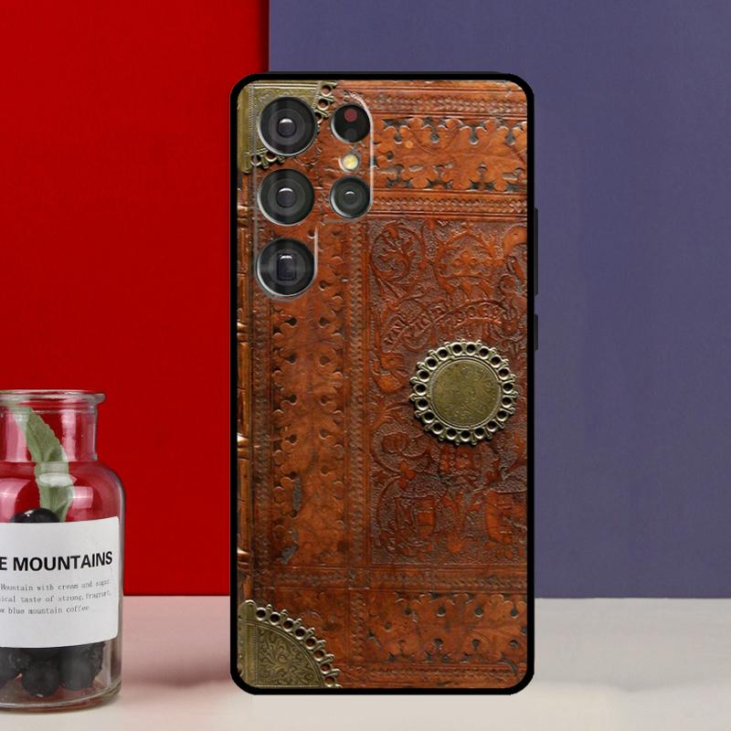 Brown Tooled Leather Pattern Funda Case For Samsung Galaxy S25 Ultra S9 S10 S20 S21 FE S22 S23 Plus S24 Ultra Phone Cover