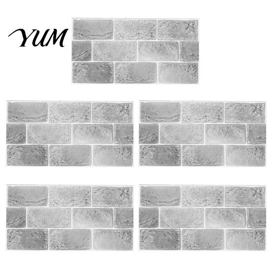Waterproof Wall Decals for Kitchen 5Pcs Vintage Brick Tile Stickers, Oil?Proof Wallpaper, Peel Removable Backsplash Rental & Stick Living Room Home