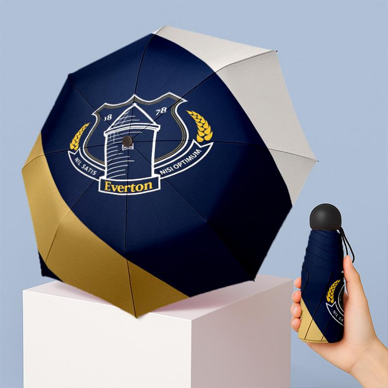 Everton Football Pattern Printed Mini 5 Folds 8 Ribs Compact Umbrella Windproof Waterproof Lightweight Portable Folding