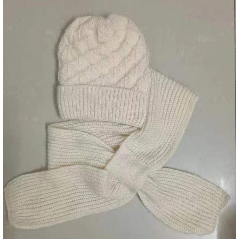 New Snow Hat, Scarf, Integrated Thickened Autumn and Winter Hat, Wool Woven Women's Thermal Hat, Cold-proof and Plush Wool Hat