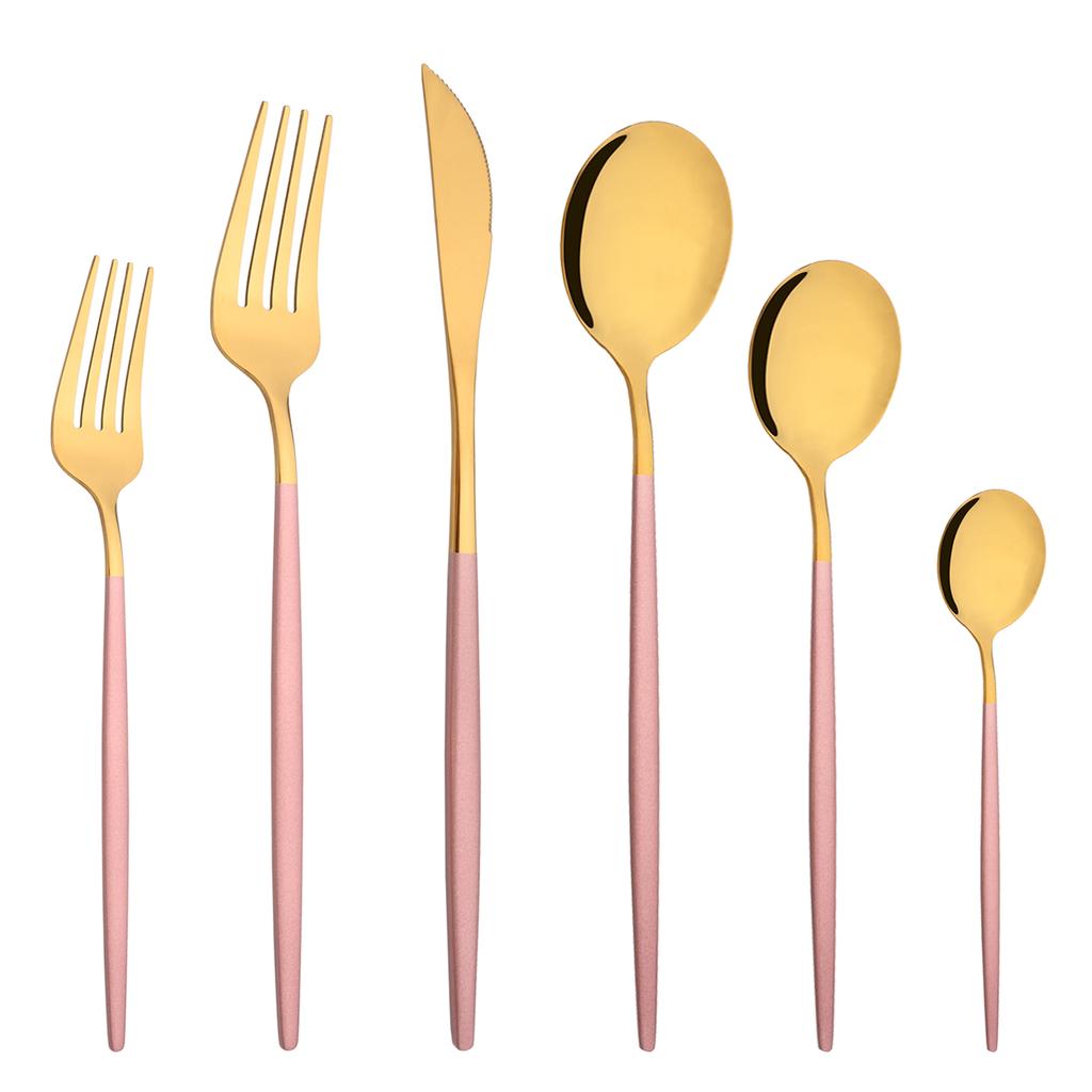 6Pcs Western Purple Dinnerware Cutlery Set Silverware Set Stainless Steel Flatware Knife Dessert Fork Tea Spoon Tableware Set