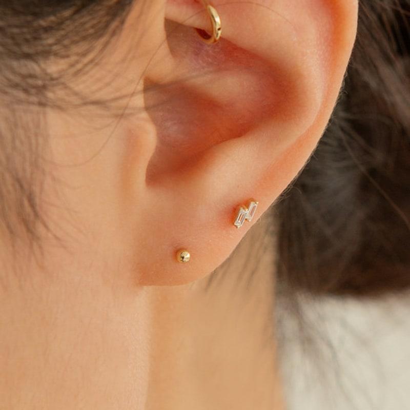 LUNNE 14k Double Baguette Mini Stone Piercing (14k Gold) #LFPI09