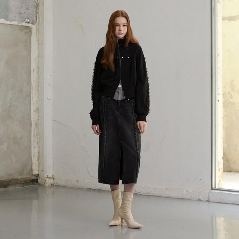 EGOIST Ruffle Detail Metal Zip Up Jacket  Er3ojp02 