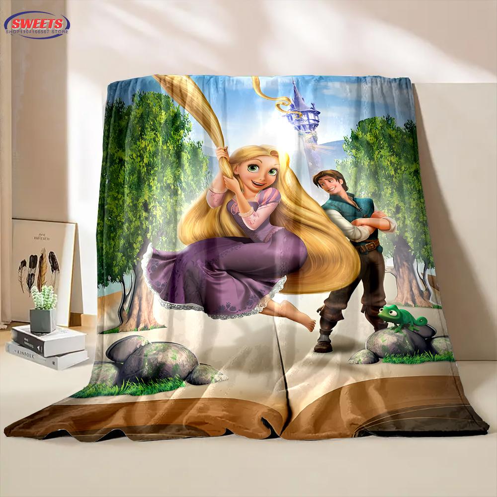 3D Classic Princess Rapunzel Cartoon Flannel Blanket for Bed Bedroom Sofa Picnic, Blanket for Cover Outdoor Leisure Nap Gifts