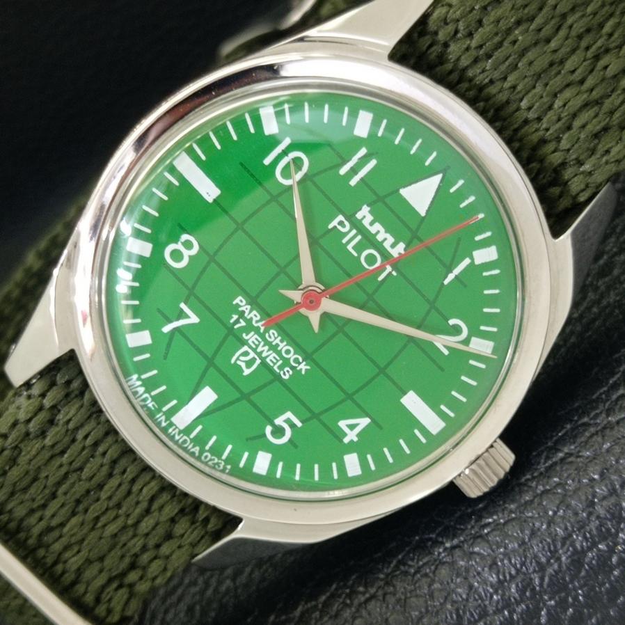 

HMT PILOT INDINA MENS HAND-WINDING GREEN DIAL WATCH a430328-2 R102-a430328