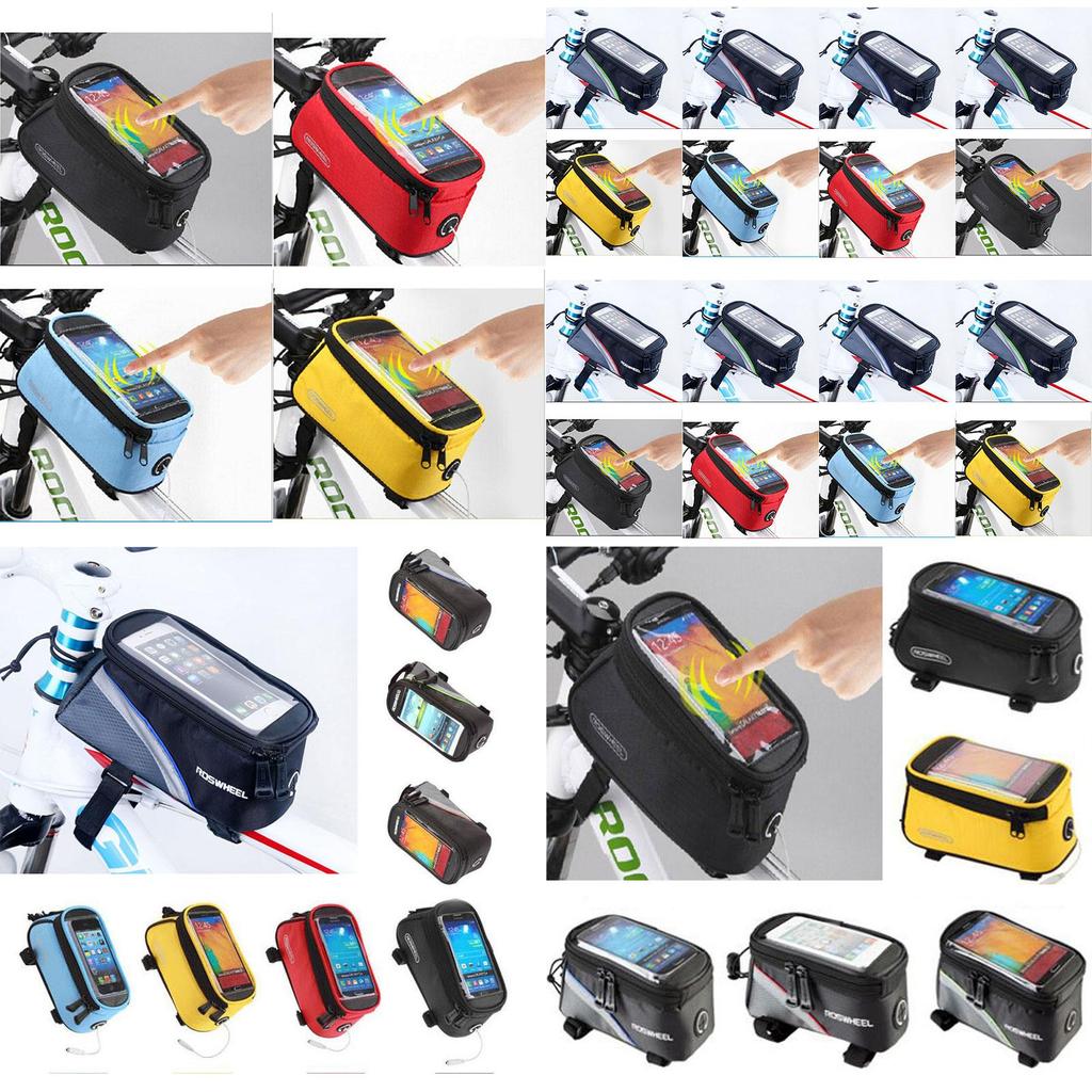 Durable Waterproof Cycling Bike Frame Pannier Bag With Touch Screen Phone Holder