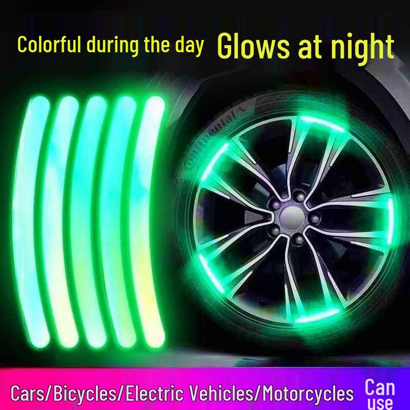 Reflective Rainbow Tire Stickers: Colorful Luminous Hub Decoration for Cars