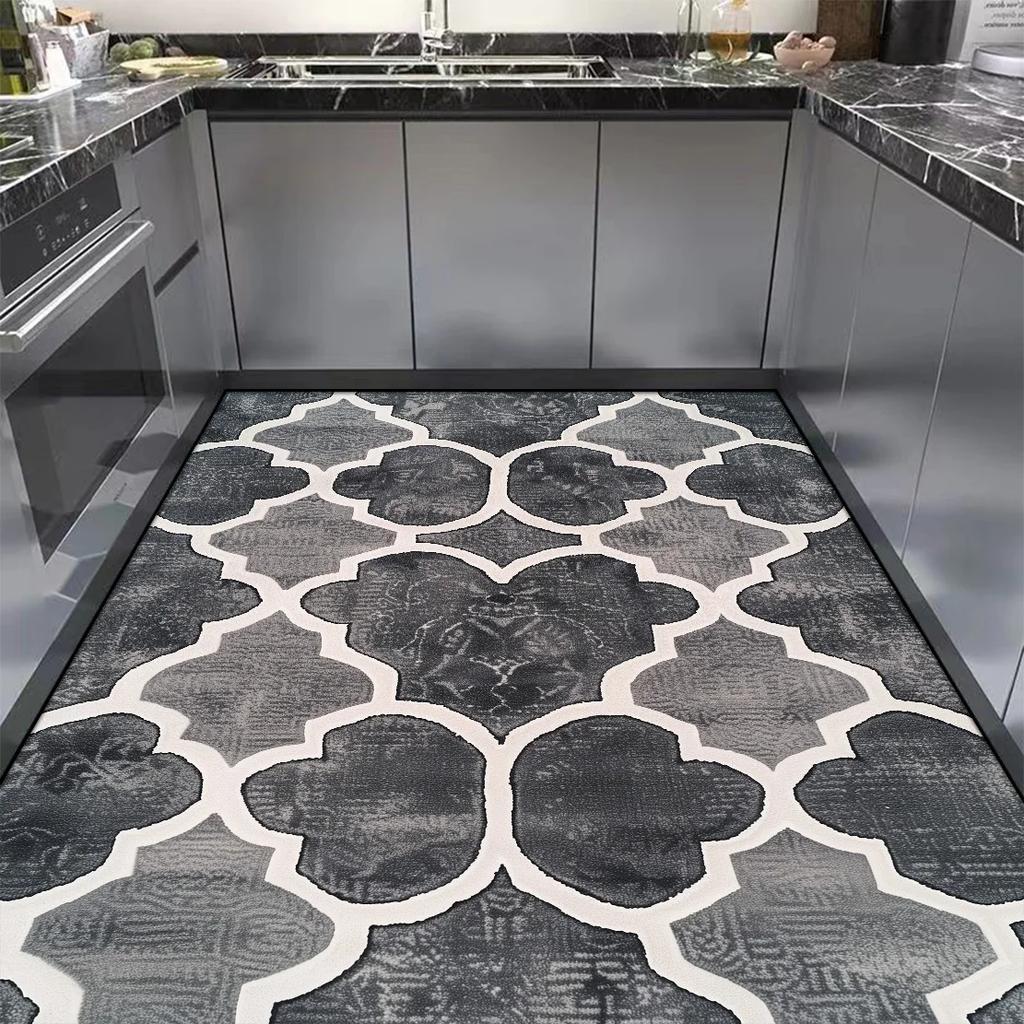 Durable Modern Simple Kitchen Carpet - Thick  Slip and Water Absorption Kitchen Mat Large Area Rug for Dining Room Home Alfombra