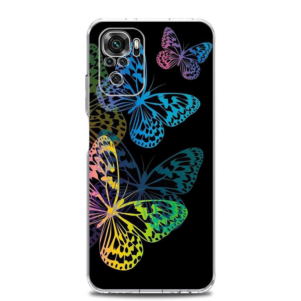 Clear Soft Phone Case For Xiaomi Redmi Note 12 11 9S 9 8 10 Pro+ 7 8T 9C 9A 8A K40 Gaming Cover Dragon Flower Grass Line Art