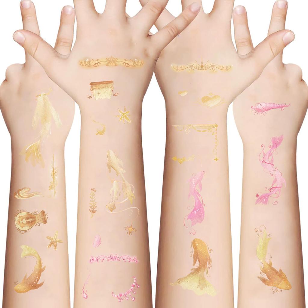 New Colorful Koi Series Tattoo Stickers Waterproof Party Party Gift Funny DIY Fun Face