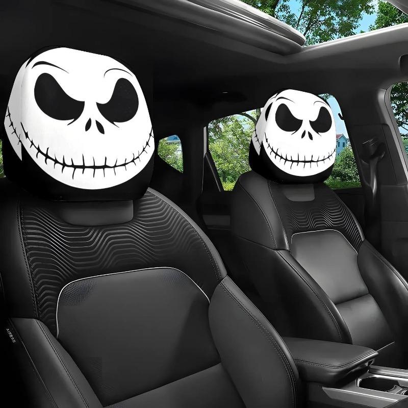 2PCS Funny Cartoon car headrest Cover, Cute Funny Eyes, Suitable for Halloween, Christmas car Universal Elastic Models Funny Decoration
