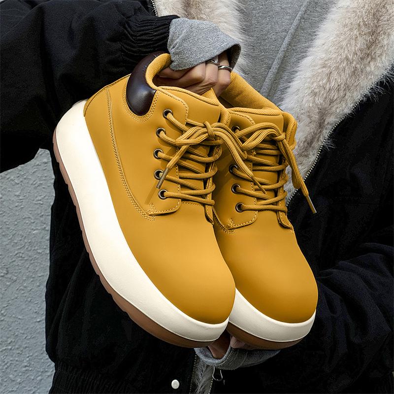 Big Yellow High Top Boots - Cute, Ugly-Cute, Thick Sole, All-Match Men's Footwear, Spring 2025 Edition.