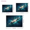 2D Deep Space Galaxy Backdrop, Teal Nebula and Starfield Decor