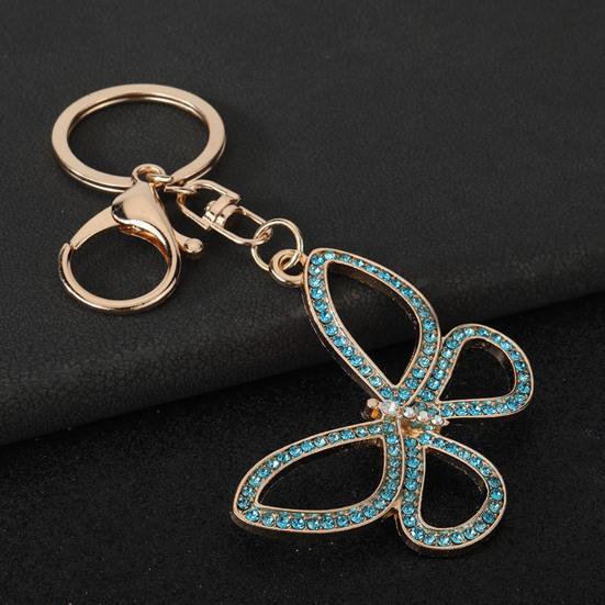 Rhinestone Butterfly Keychain Pendant Lightweight Keychain with Rotating Lobster Clasp Metal