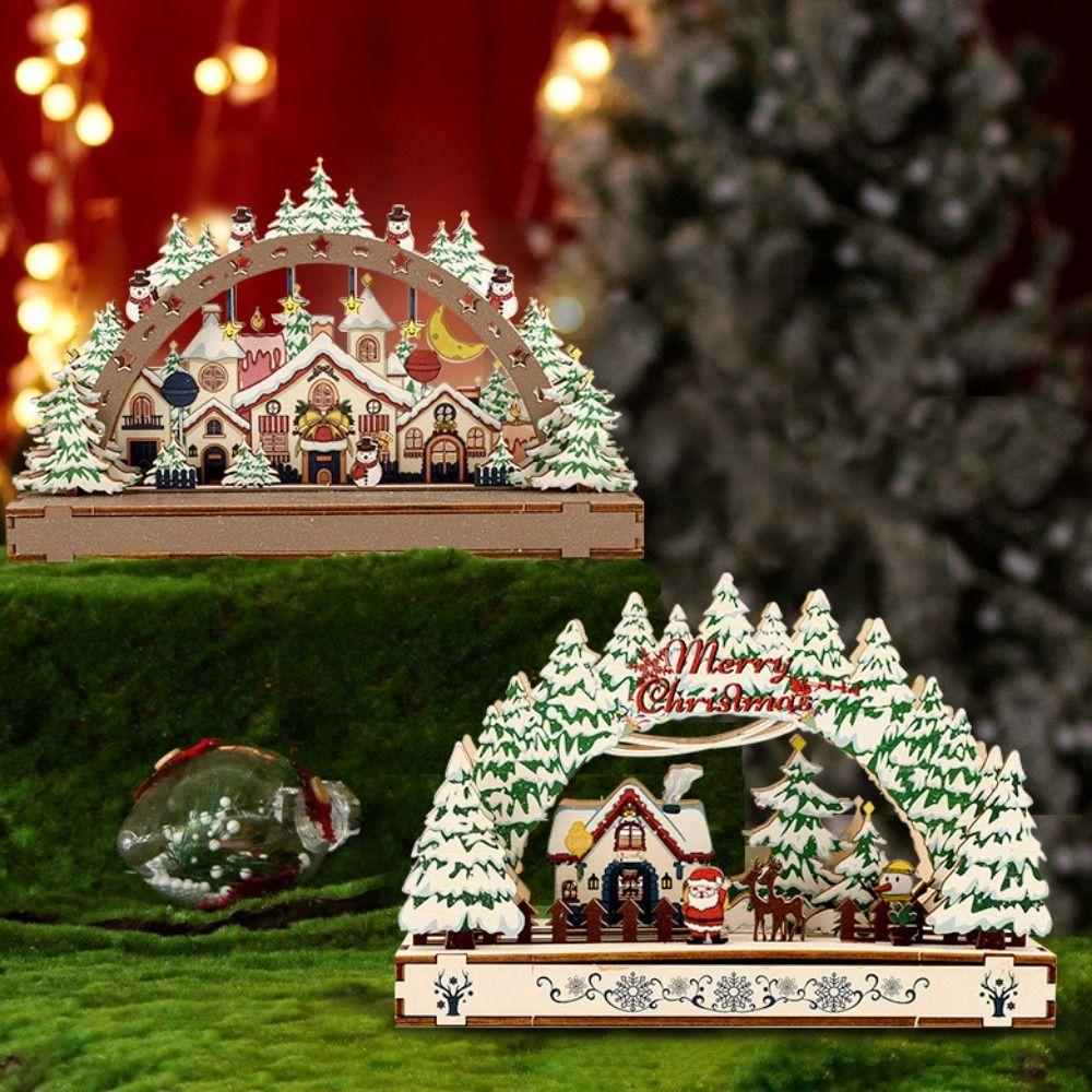 Handmade Christmas Wooden Ornament Xmas Tree Christmas DIY Assemble Xmas Village House  Christmas