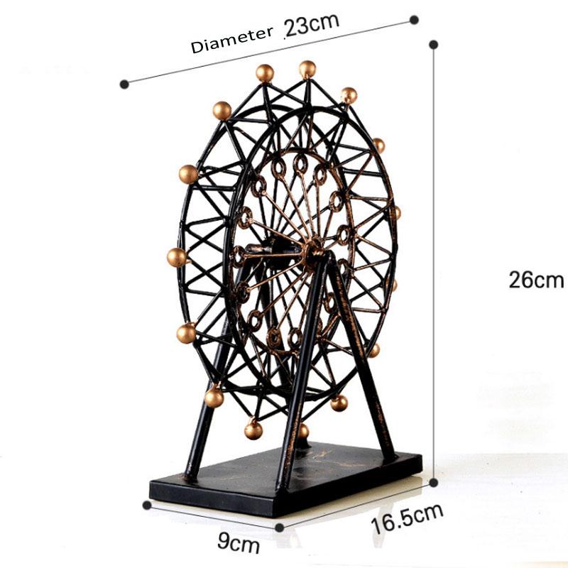Handmade Reminiscent Iron Art Ferris Wheel Model Metal Craft Accessories Embellishment Furnishing for Home Decor and Gift