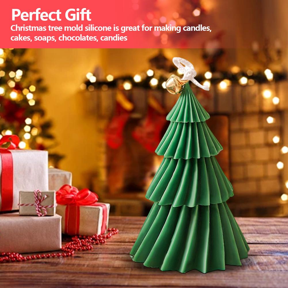 Pack mit 2 3D Weihnachtsbaum Silikon Kerzenformen Ideal für DIY Basteln Duftkerzenherstellung Dekoration