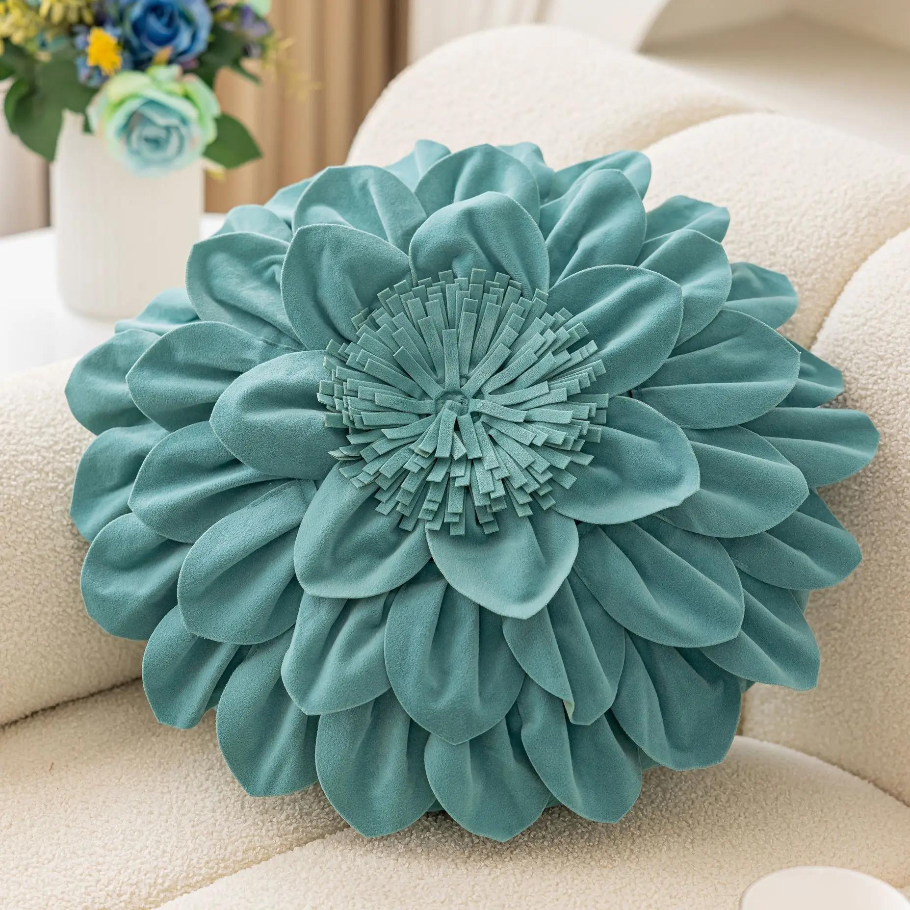 

Новая Рождественская Наволочка Красная Зеленая 3D Цветочная С Рюшами Края Лоскутная Наволочка Бархатная Однотонная Декоративная 50x50cm 1pcs