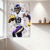 Minnesota Vikings Football Player Watercolor Effect Metal Tin Sign Vintage Retro Grungy Wall Art Decor for Man Cave Bar Home