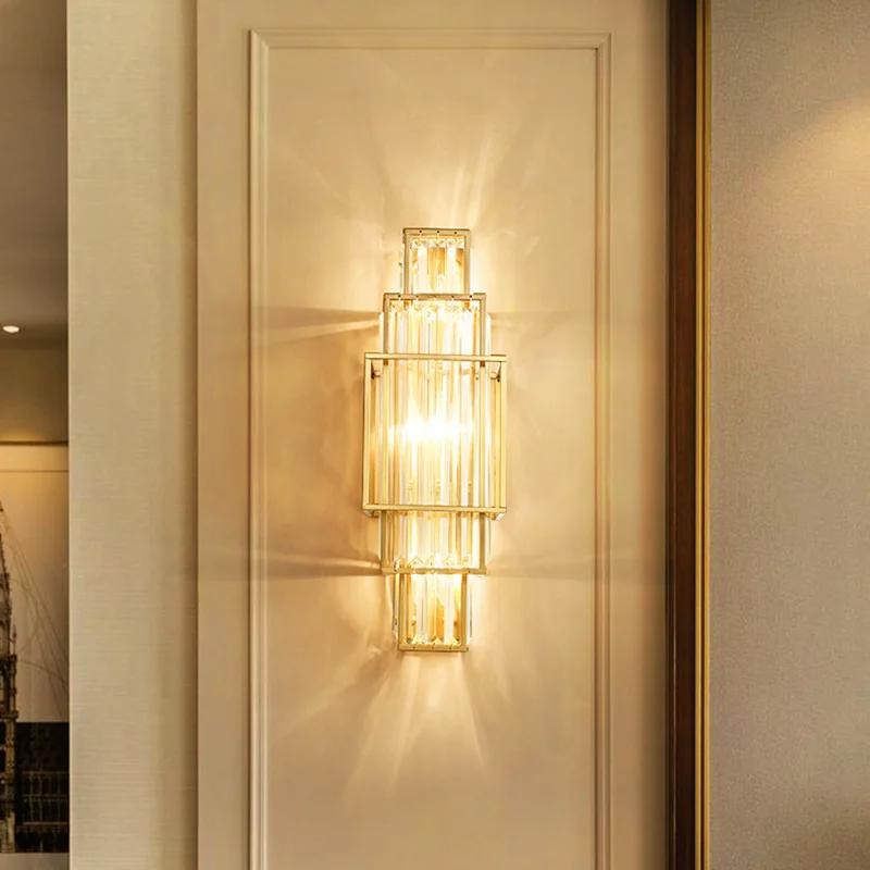 Nordic minimalist luxury glass crystal wall lamp modern design living room home decoration geometry indoor LED lighting fixtures