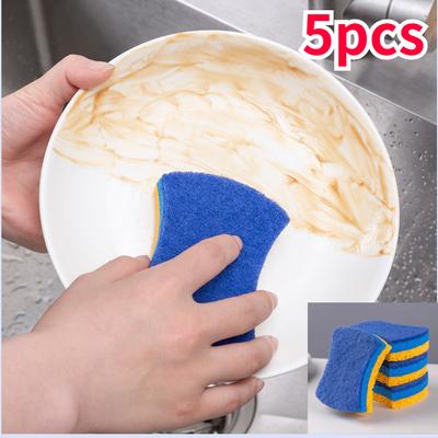 5PCS  Cleaning Cloth Sponge Wood Pulp Cotton Three In One Cleaning Kitchen Washing Dishes and Pots