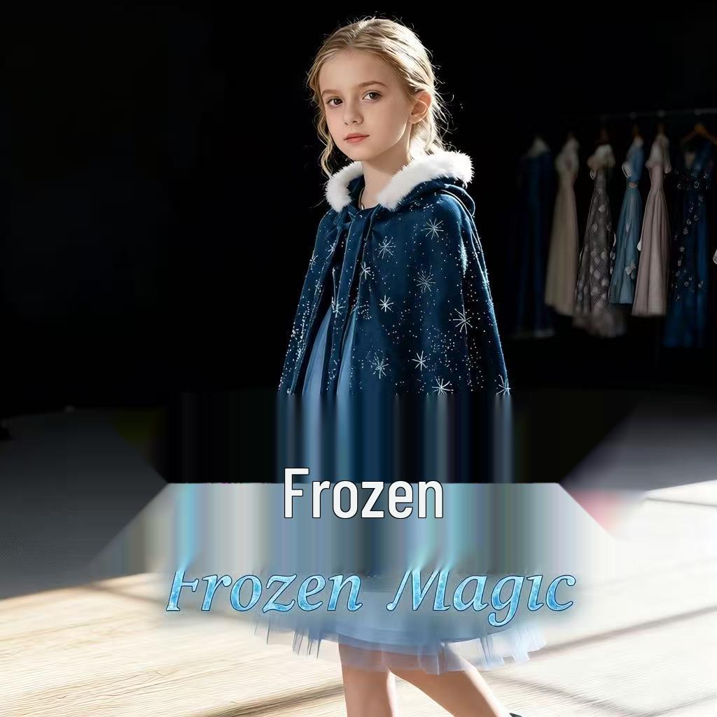 Fleecegefüttertes Eisköniginnenkleid für Mädchen - Winter, Halloween & Weihnachten