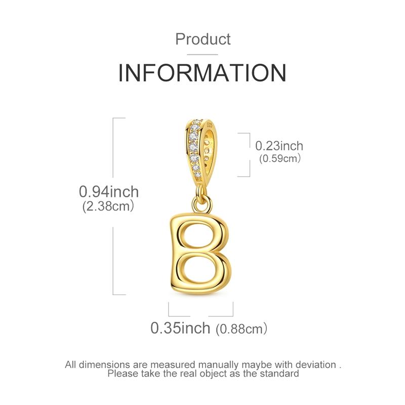 Copper Golden Letter B Charms Fit Original Bracelet Making Gift For Woman Jewelry Diy Fashion Pendant