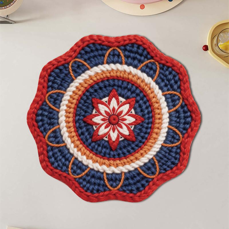 Bohemia Mandala Table Mat With 3d Textured Rubber Heat Resistant Non Slip For Dining Decor