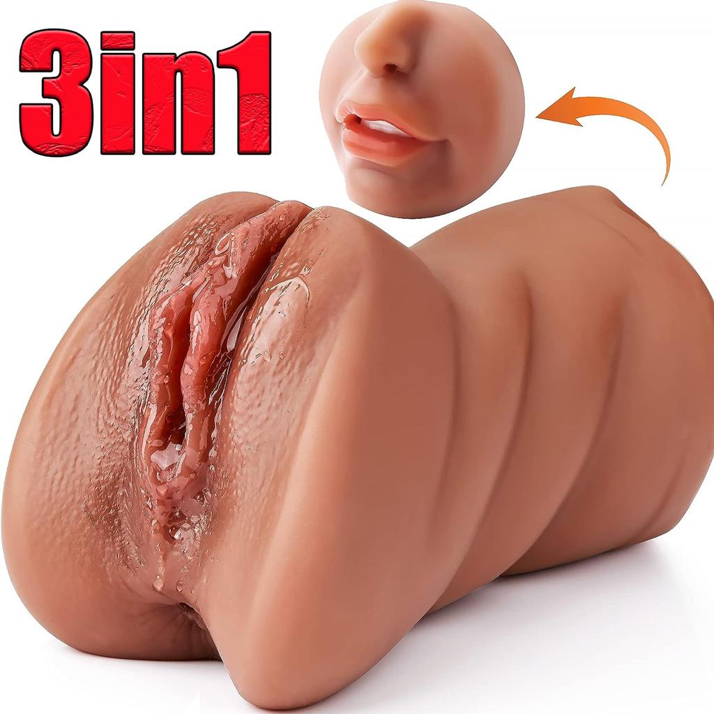 3 In 1 Men's Sex Toys Masturbation Deep Throat Artificial Real Pussy Oral Sex Male Masturbator Oral Sex Realistic Rubber Vagina